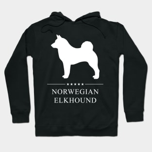 Norwegian Elkhound Dog White Silhouette Hoodie